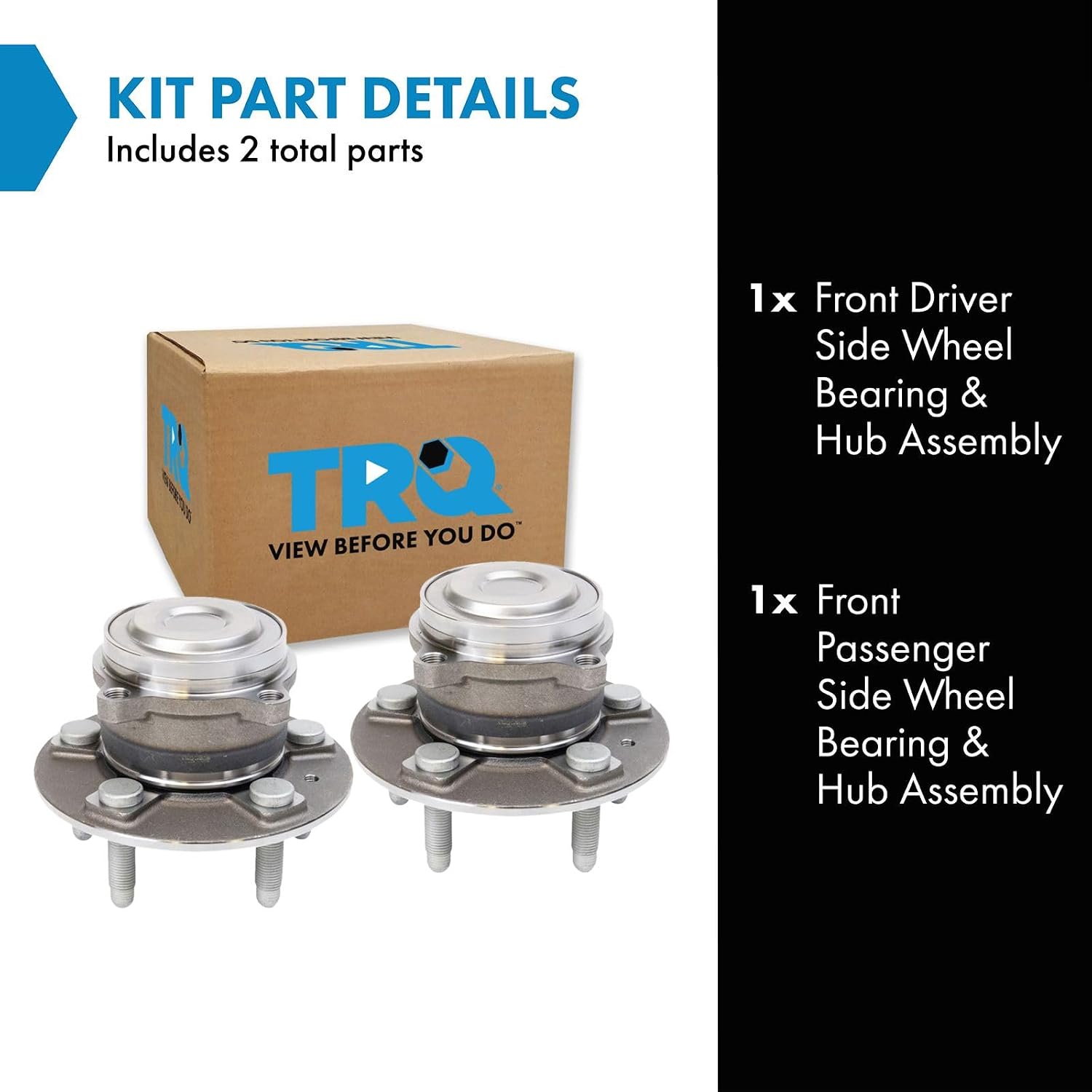 TRQ Front Left and Right Wheel Bearing and Hub Assembly Set 2 Piece Compatible with 2012-2016 Tesla S