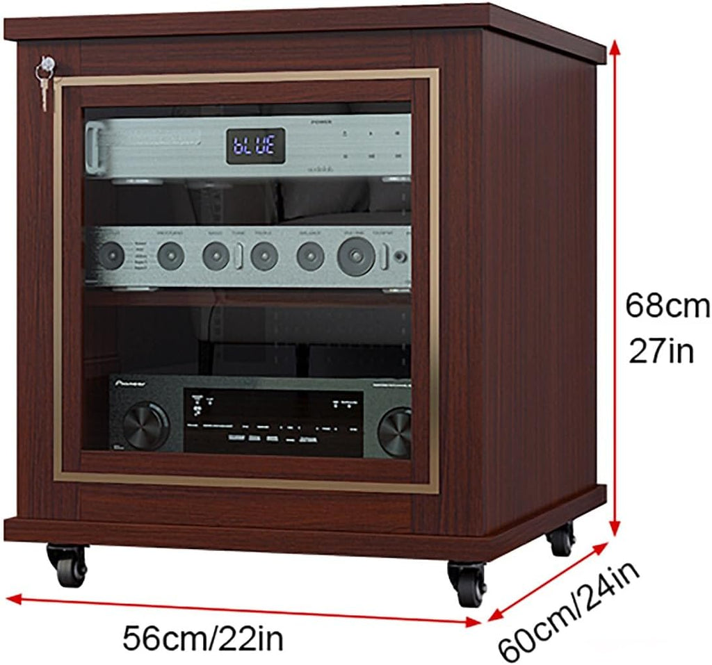 Audio/Video Component Cabinet with 4 U-bars, Stereo Audio Rack Stand Tower, AV Equipment Cabinet Display Stand, Cooling Holes for Meeting, Living, Recording Room Easy To Assemble 22x24x27in(White)