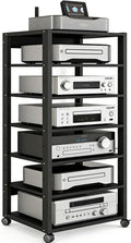 YLLFFLL Black Audio Component Rack Tower Media Stereo Stand Equipment Shelf, 3/4/5/6/7 Tier Media Storage Cabinet with Adjustable Shelf, HiFi Units Furniture(7 Layer)