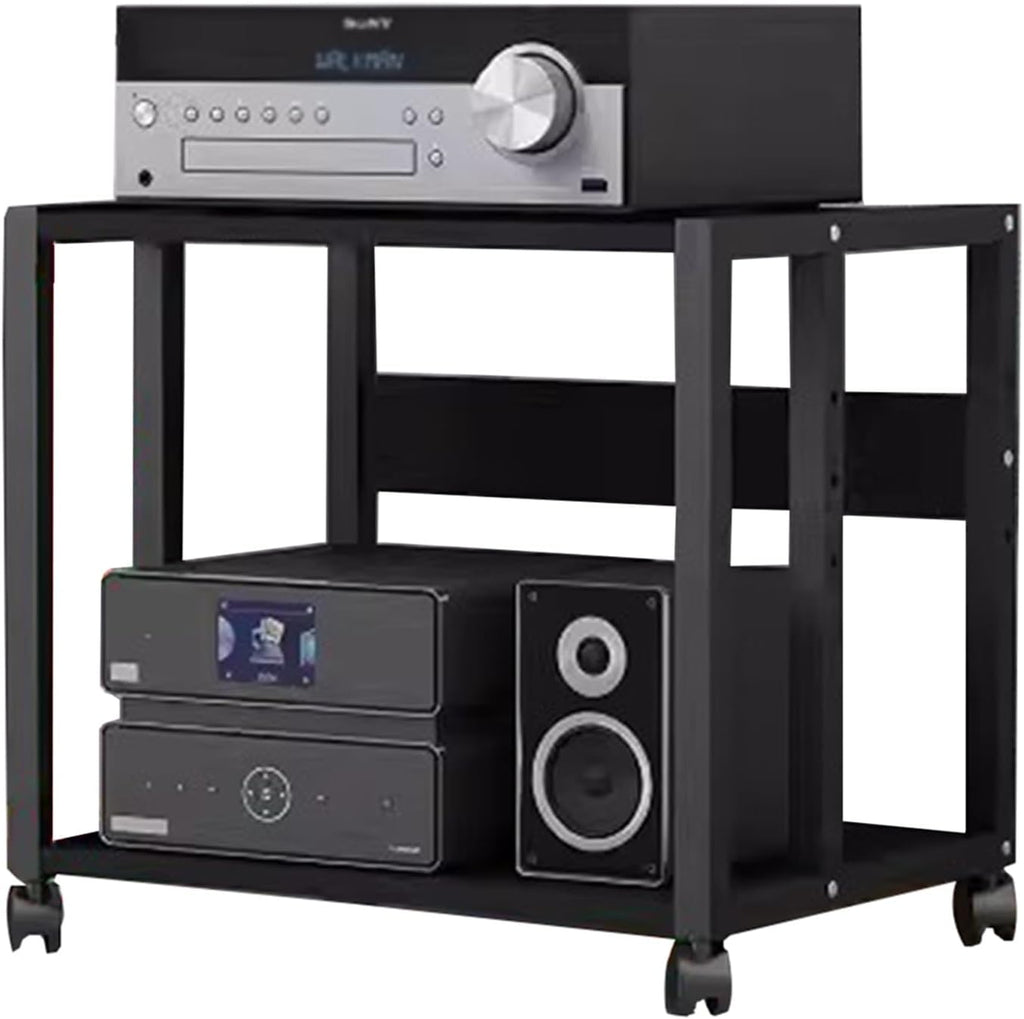 5/4/3/2-Tier AV Media Stand Vertical Storage Cabinet, Office Home Classroom Stereo Rack System Cabinet Adjustable, Mobile Audio Equipment Rack, Portable Record Player Amplifiers Shelf(2 Tier 48.5cm Ta