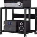 5/4/3/2-Tier AV Media Stand Vertical Storage Cabinet, Office Home Classroom Stereo Rack System Cabinet Adjustable, Mobile Audio Equipment Rack, Portable Record Player Amplifiers Shelf(2 Tier 48.5cm Ta