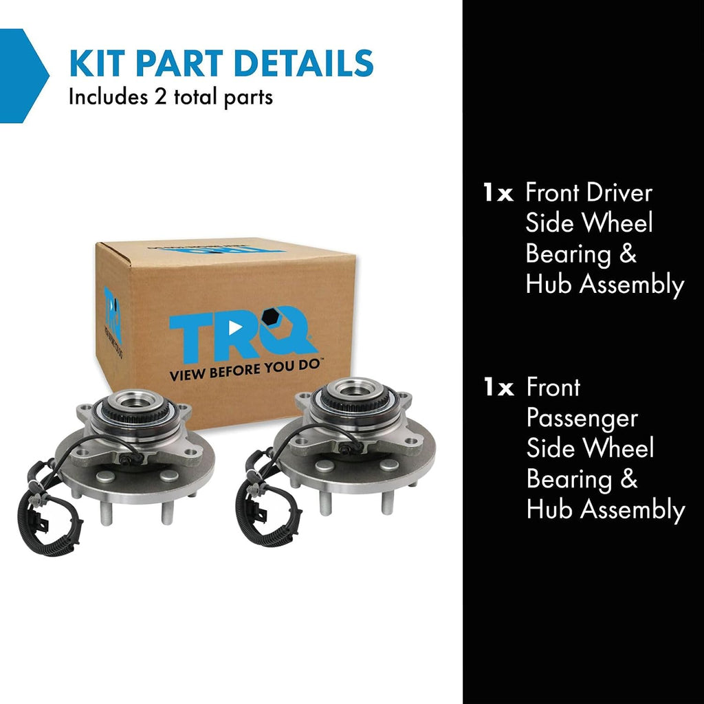 TRQ Front Left and Right Wheel Bearing and Hub Assembly Set 2 Piece Compatible with 2015-2017 Ford Expedition 4WD 2015-2017 Lincoln Navigator 4WD