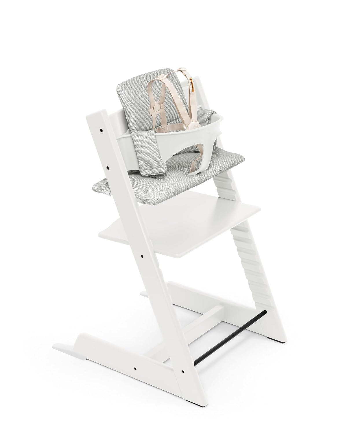 Tripp Trapp by Stokke Adjustable Wooden White Baby High Chair (Includes Baby Seat with Harness)