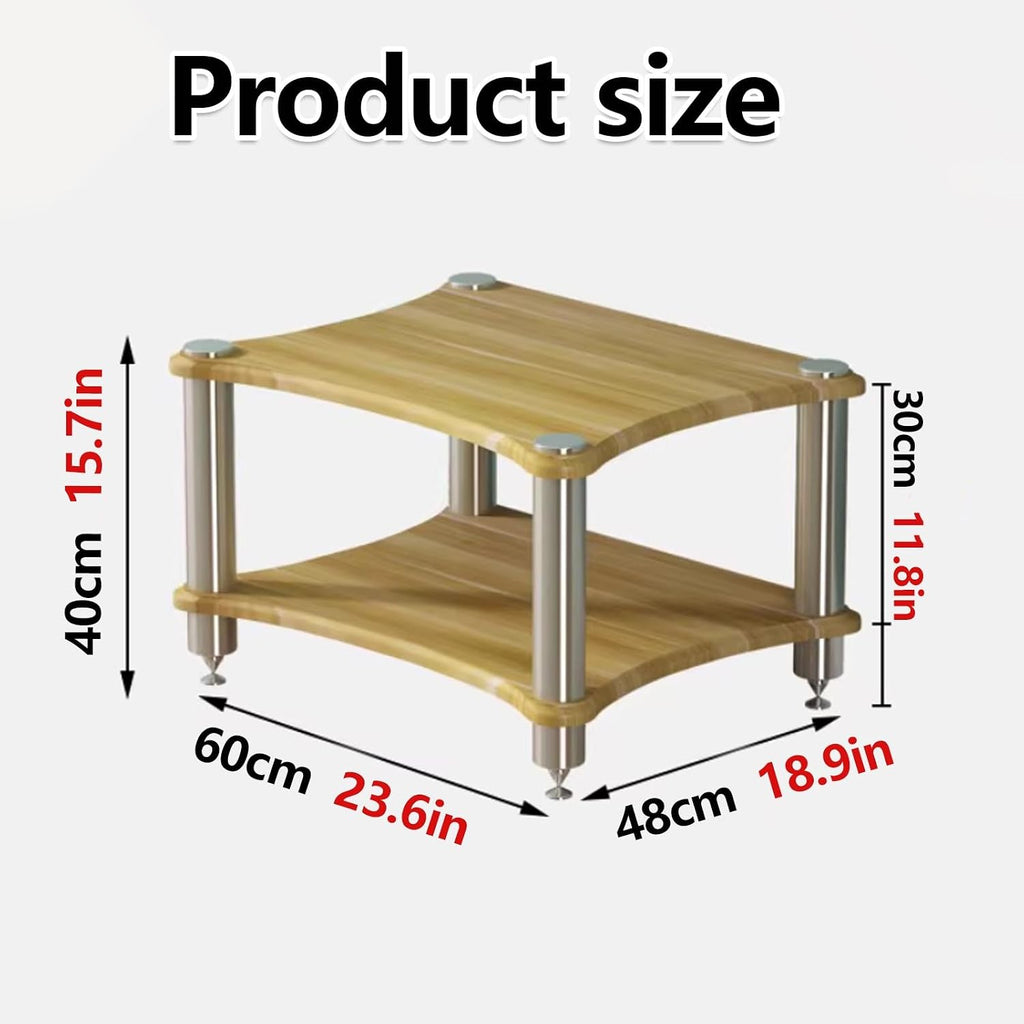 1 2 3 4 Tier Audio Rack, Sturdy AV Media Stand Storage Cabinet Corner Shelf for Stereo, CD Player, Gaming & Home Theater Equipment(Natural,2layer)