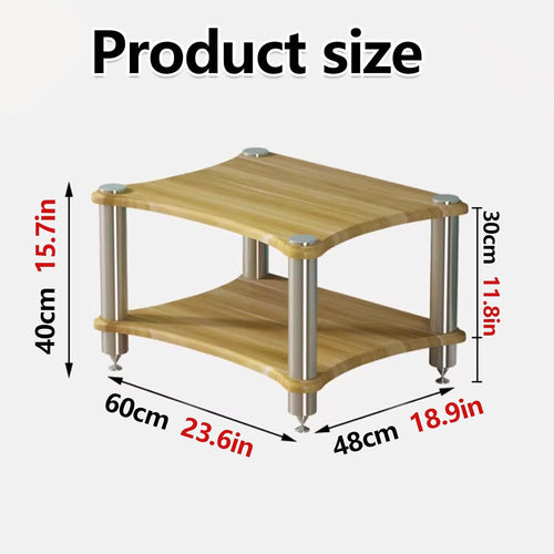 1 2 3 4 Tier Audio Rack, Sturdy AV Media Stand Storage Cabinet Corner Shelf for Stereo, CD Player, Gaming & Home Theater Equipment(Natural,2layer)