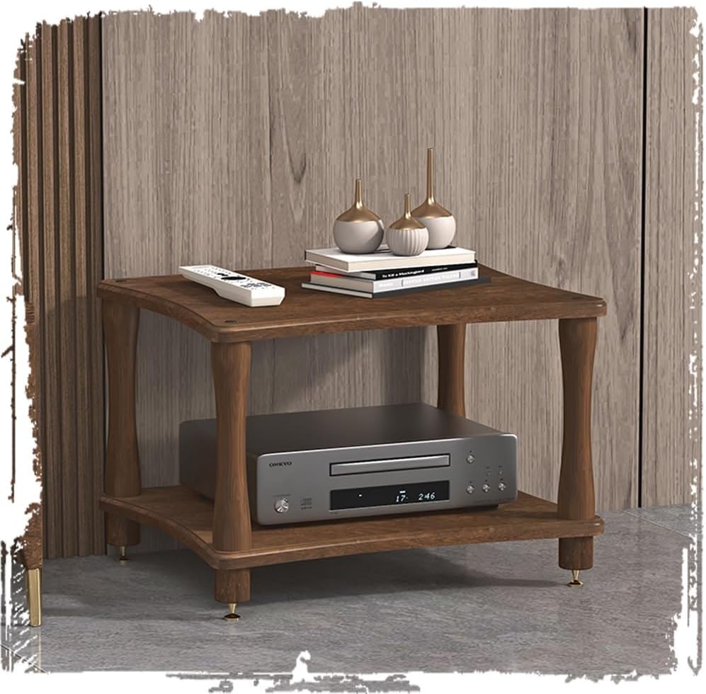 Solid Wood AV Media Cabinet Audio Component Rack 1 2 3 4 Tier Stereo Cabinet for HiFi Audio Equipment, Open Amplifier Stand(Black Walnut,2Tier-60x48x42cm)