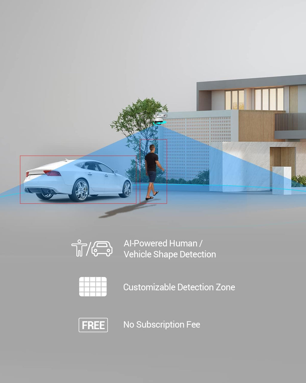 EZVIZ Outdoor Auto-Tracking Camera, 3K, 12 Pre-Set dots Tracking,360° Visual Coverage, Waterproof, Color Night Vision, AI-Powered Person and Vehicle Detection,Two-Way Talk| C8W Pro 3K (4mm)
