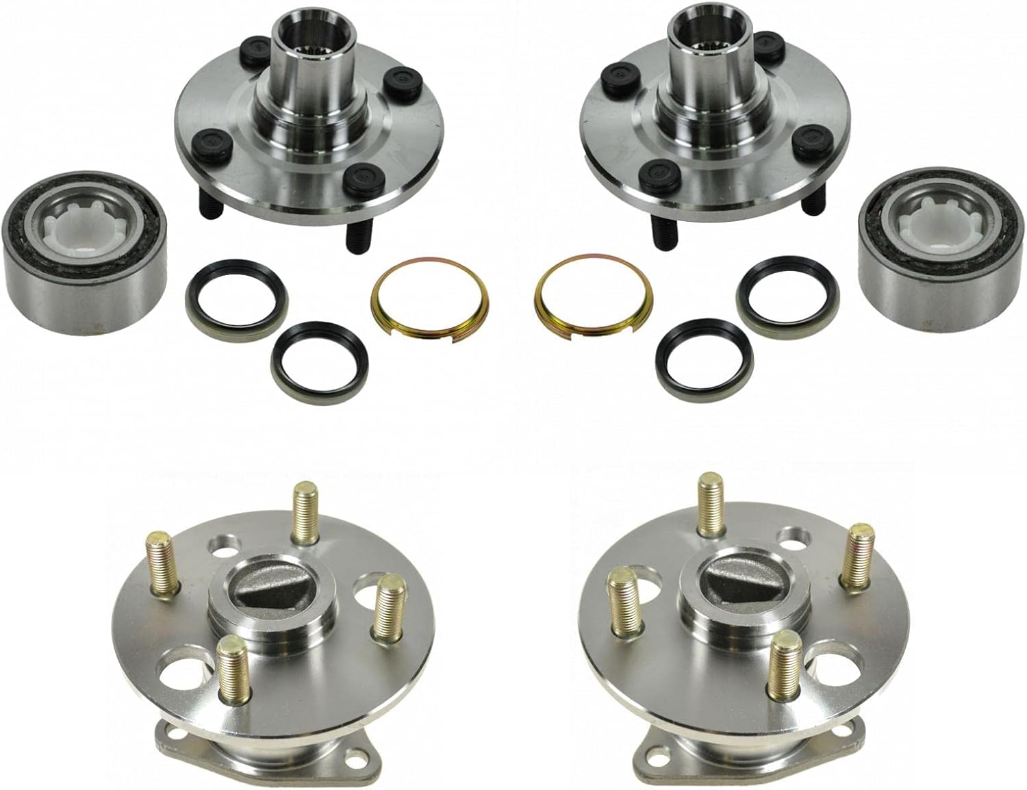 TRQ 2 Piece Wheel Bearing & Hub Assembly Set Compatible with 1998-2002 Chevrolet Prizm 1993-1997 Geo 1993-2002 Toyota Corolla