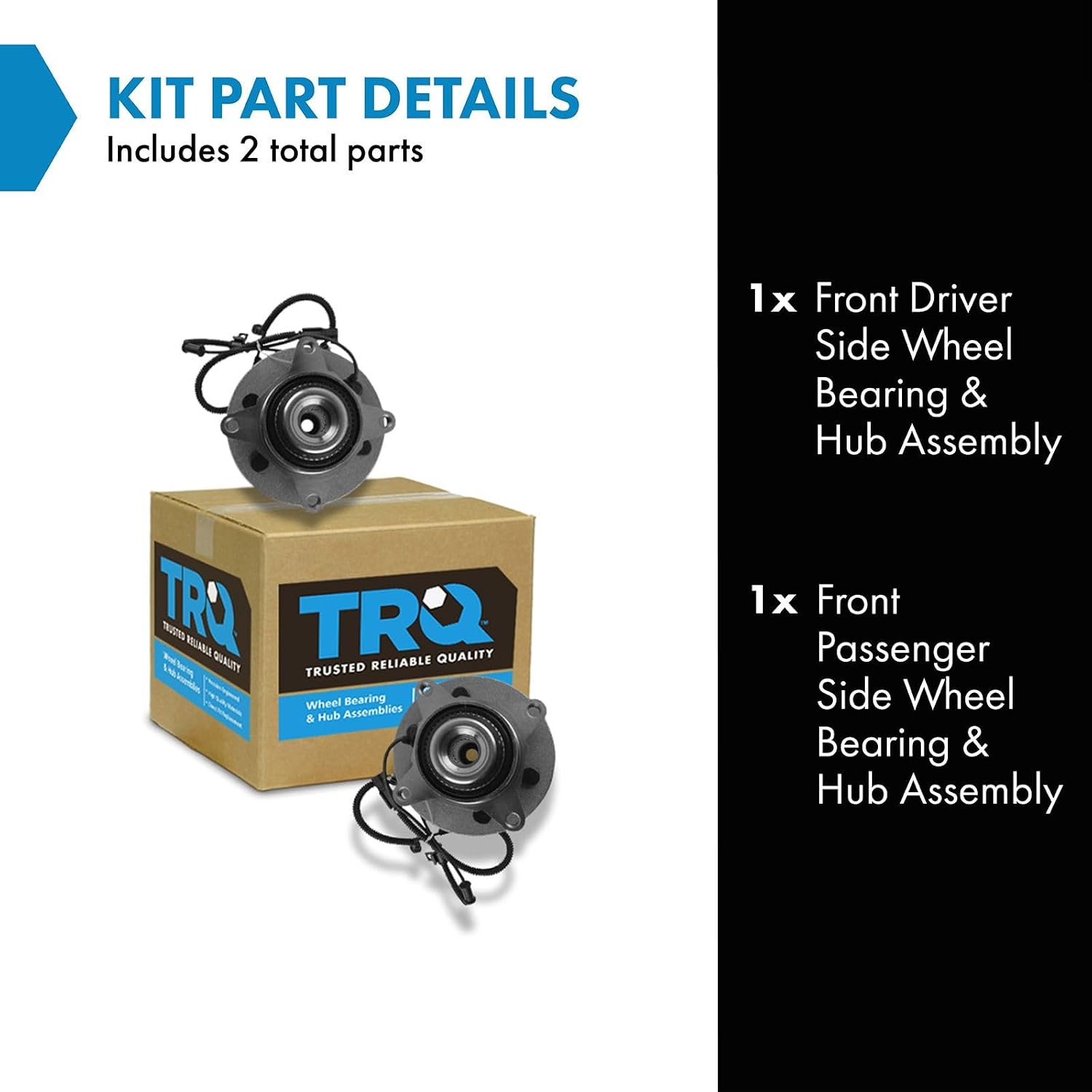 TRQ Front Left and Right Wheel Bearing and Hub Assembly Set 2 Piece Compatible with 11-14 Ford F-150 FX4 XLT 4 Wheel Drive with 6 Lug Wheels 11-14 Lincoln Navigator 4 Wheel Drive with 6 Lug Wheels