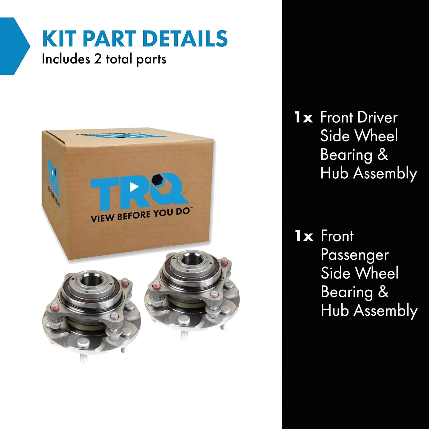 TRQ Front Left and Right Wheel Bearing and Hub Assembly 2 Piece Set for REAR WHEEL DRIVE MODELS ONLY Compatible with 05-15 Pre Runner 2WD 03-23 Toyota 4Runner 2WD 07-14 FJ Cruiser 2WD 16-23 Tacoma 2WD