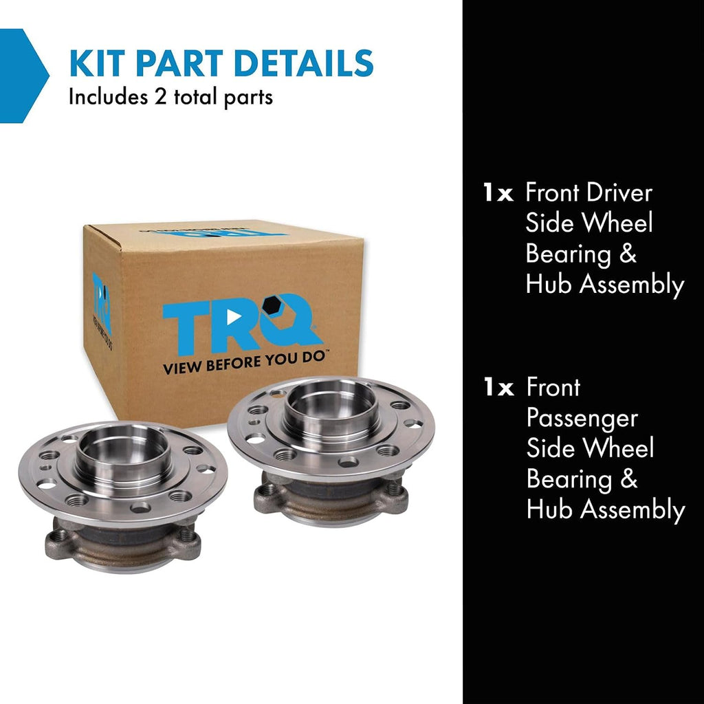 TRQ 2 Piece Front Wheel Bearing & Hub Assembly Set Compatible with 2015-2023 Mercedes-Benz C300 2016-2018 C350e 2020-2021 CLS450 2017-2018 E300 2021-2023 E350 2018 E400 E43 AMG 2020-2023 E450 2016-20