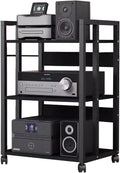 5/4/3/2-Tier AV Media Stand Vertical Storage Cabinet, Office Home Classroom Stereo Rack System Cabinet Adjustable, Mobile Audio Equipment Rack, Portable Record Player Amplifiers Shelf(3 Tier 79cm Tall