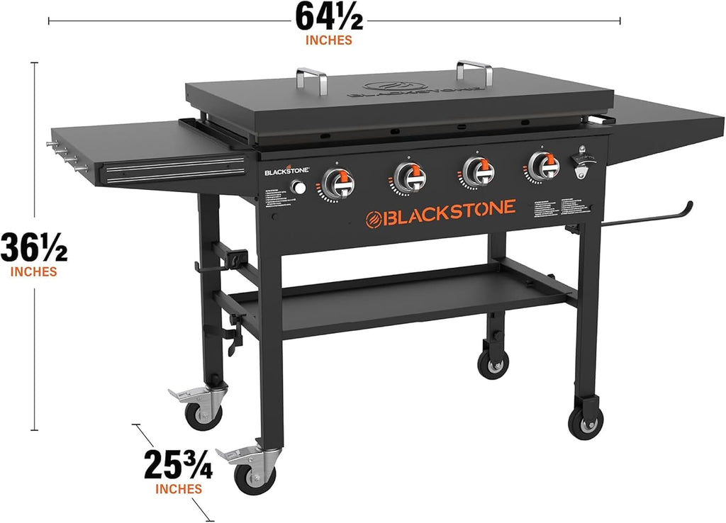 Blackstone Omnivore Outdoor Flat Top Gas Griddle w/Hard Cover, 36' - for Breakfast, BBQ & Grilling w/Steel Cooking Surface, Folding Side Shelves, Rear Grease System & Push-Button Ignition