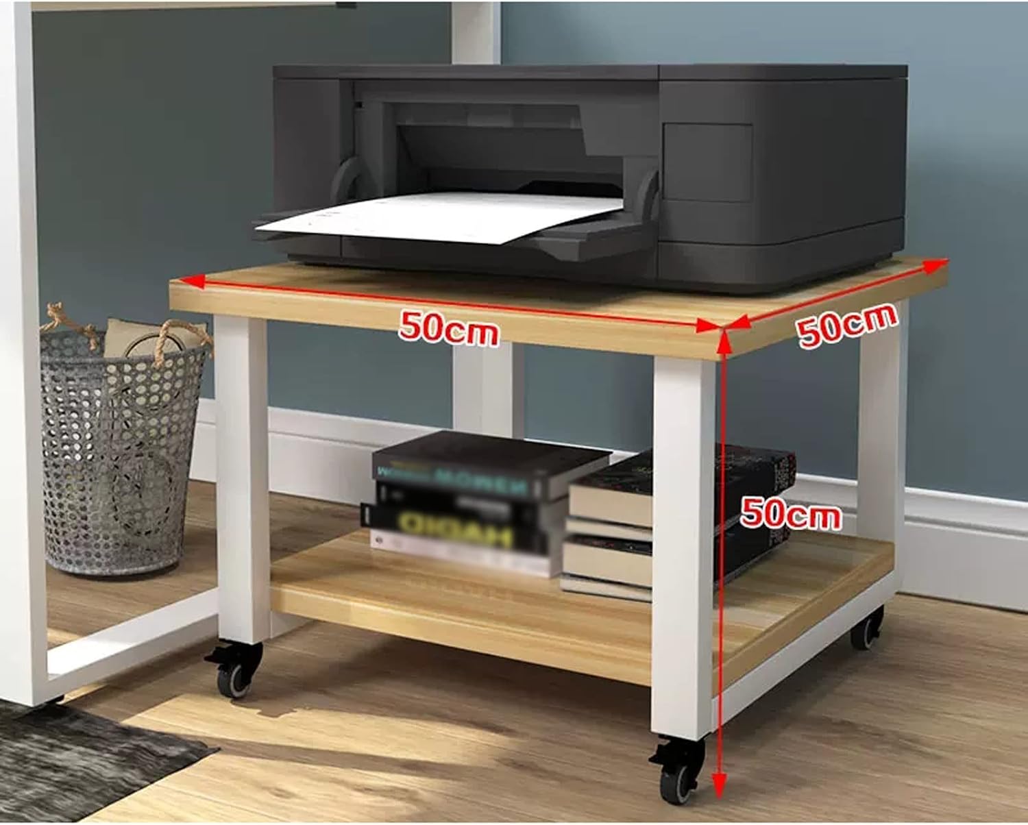 Under Desk Printer Stand Mini 3D Printer Stand Home Office Mobile Printer Stand Printer Desk Work Trolley with Wheels Printer Desk (Size : L50xW50xH50cm)