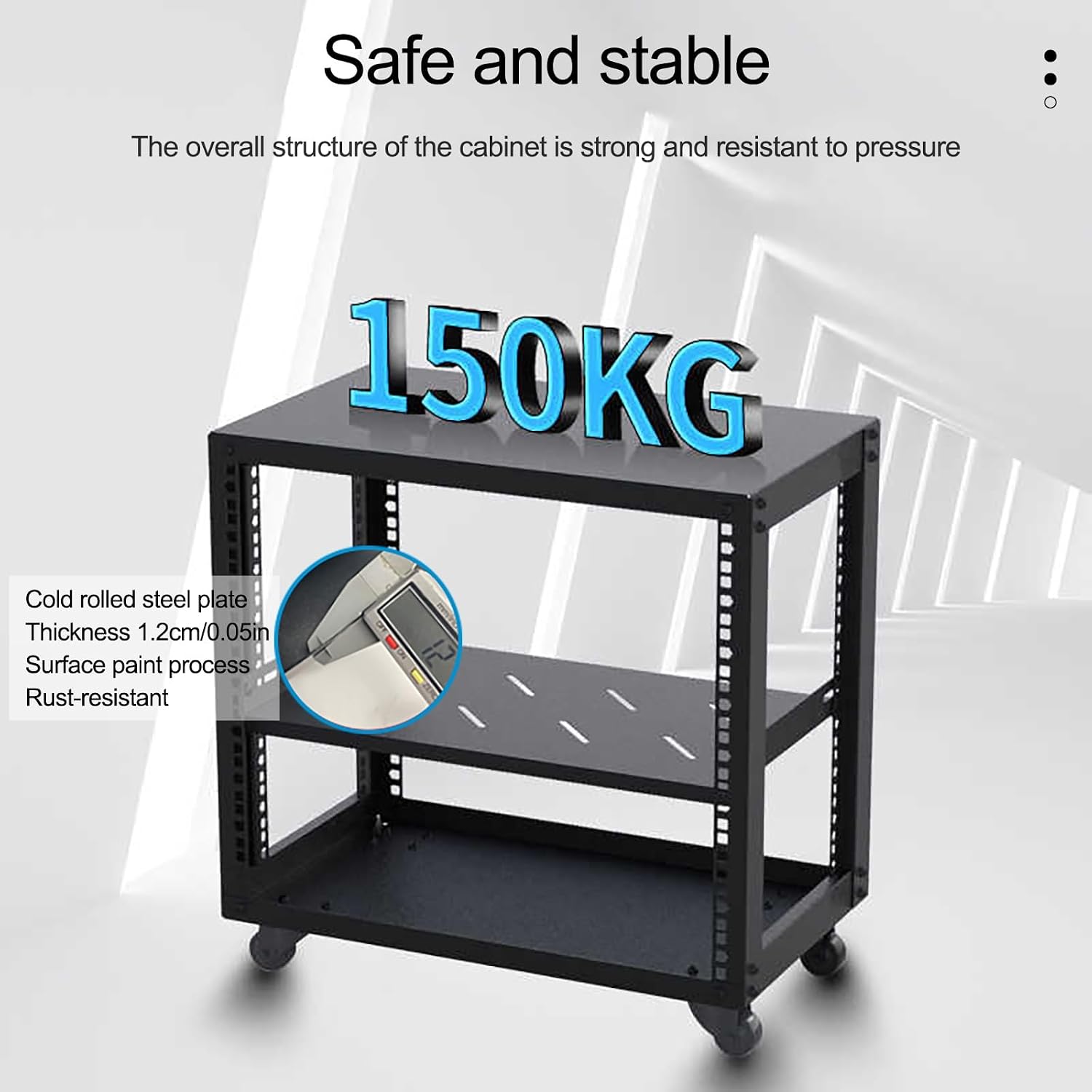 Audio Rack AV Media Stand Audio Stand with Wheel, Media Storage Cabinet Adjustable Entertainment Video Game Equipment Console Shelf, Corner Entertainment Center