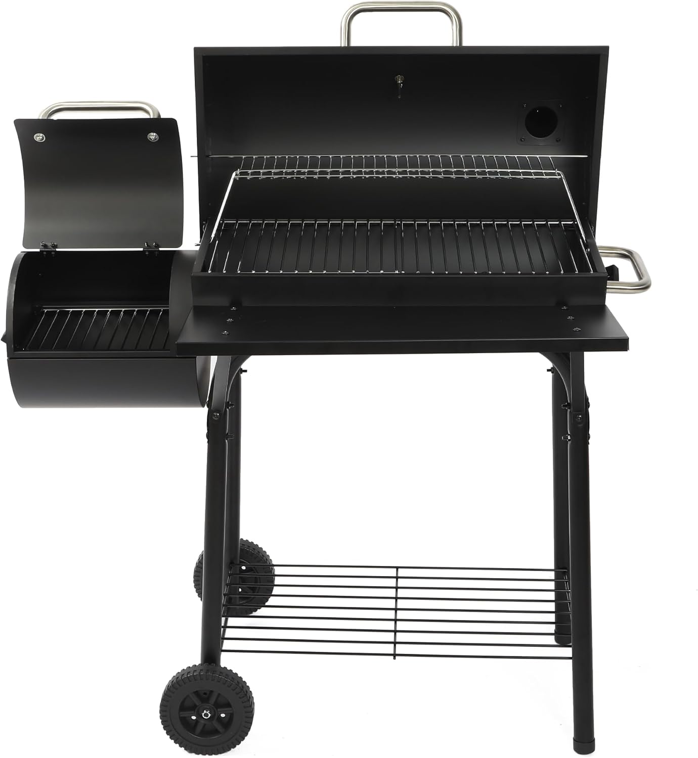 Charcoal Grill Offset Smoker: Charcoal Barbecue Grills with Spacious Cooking Area | Barrel BBQ Grill and Smokers Combo for Outdoor Patio Backyard Camping and Parties