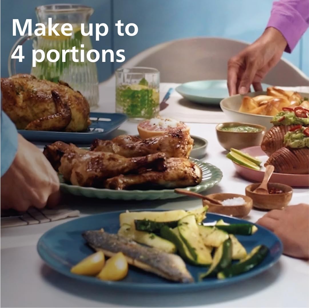 Philips Dual Basket Air Fryer 3000 Series — 8-in-1 functions, 9.5 Quarts Airfryer, 2 Drawers, Auto-sync Cooking Time, 90% Less Fat, Rapid Air Technology, HomeID App, Dishwasher Safe, Black (NA351/00)
