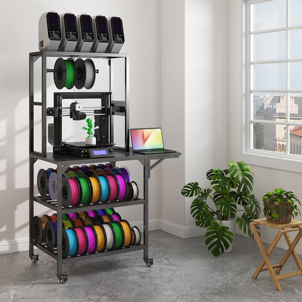 Balacoo 3D Printer Cart: Heavy Duty 3D Printer Table with Double-Layer Storage Rack - Rolling Stand with Wheels for Studio, Home Office, and Workshop