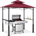 ABCCANOPY 8x5 Grill Gazebo - Outdoor BBQ Canopy Shelter with Led Light for Patio Backyard Grilling (Burgundy)