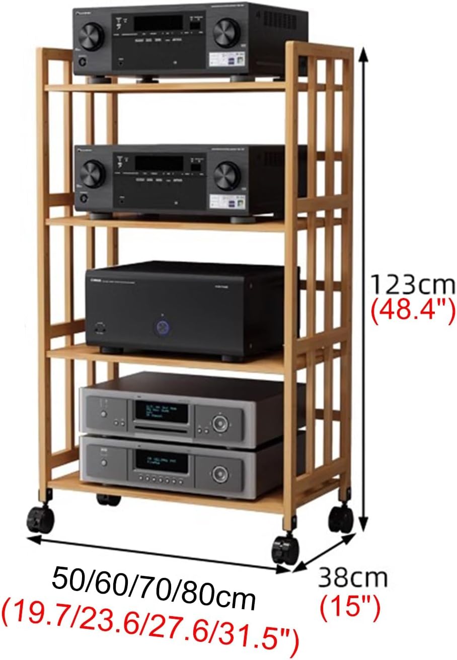 Audio Video Shelving Stand Space Saving, Open Gaming Recording Equipment Storage Organizer for Corner, 2 3 4 5 Tier HiFi Speaker Display Cabinet(4 Tier,50cm(19.7in) Wide)