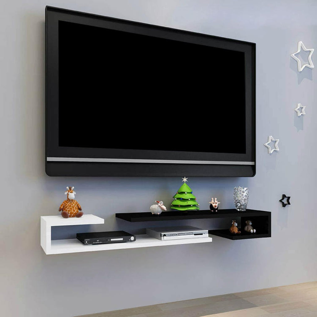 Wall Shelf Wall Mounted TV Cabinet Floating Shelf TV Stand TV Console Audio-Visual Equipment Shelves Set-top Box WiFi Router CD DVD Media Storage Shelf Bedroom Living Room Office TV Bracket