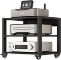 Heavy Duty Media Stereo Stand Equipment Shelf, 1 2 3 4 Layer Black Video Game/DVD Holder, Audio Component Rack Tower for Tv Accessories Record Player Console(H49cm-2Tier)