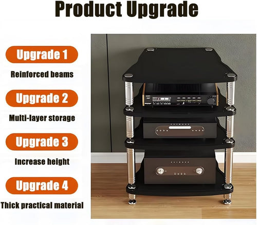 1/2/3/4-layer Media Stand, HiFi Audio Rack, Media Storage Cabinet, MDF Stereo Cabinet, with Shock-Absorbing Feet Power Amplifier Shelf Equipment Cabinet(Wood Color,25.5'x26.1'x24.2')