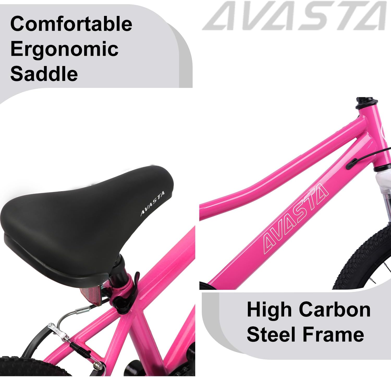 AVASTA Govet 20'' Kids Mountain Bike for 6-12 Years Old Boys Girls with Suspension Fork, 6 Speeds Drivetrain, Multiple Colors