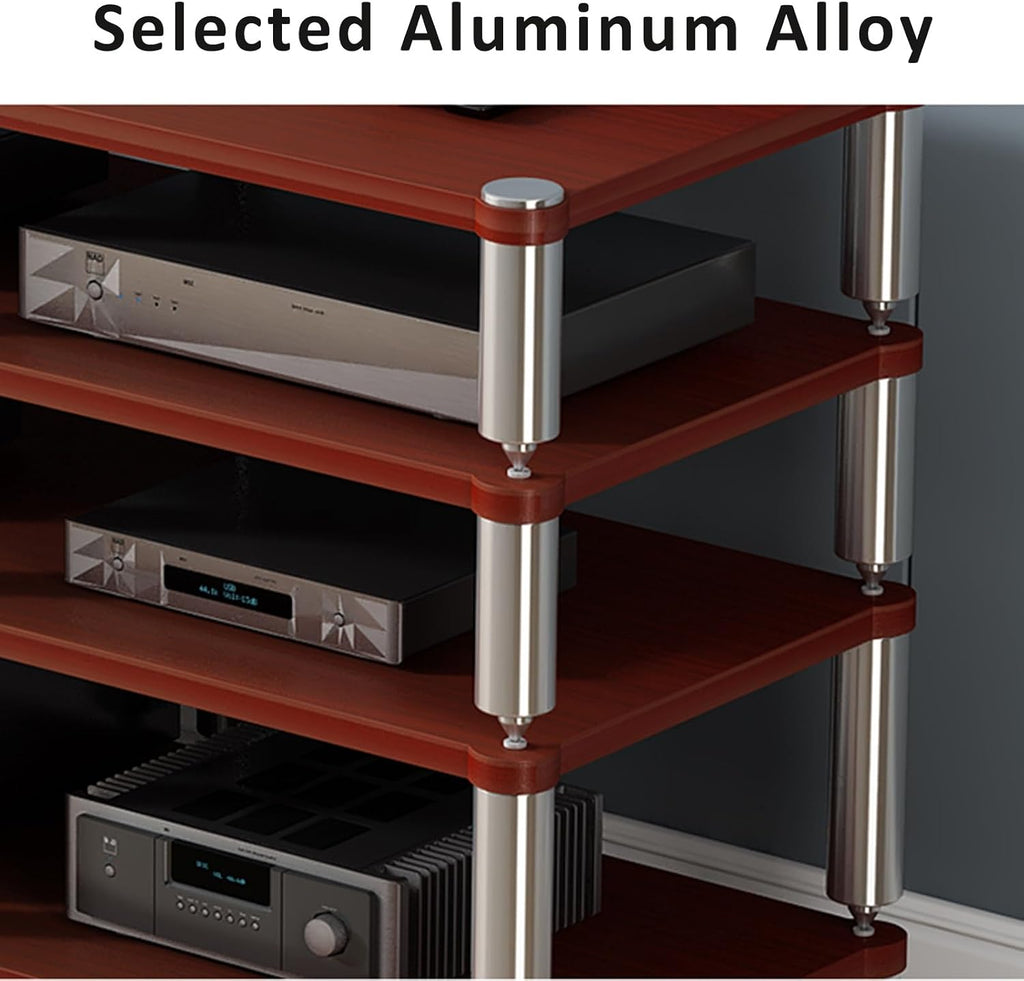 Stereo Rack,Media Storage Cabinet,2/3/4-Tier AV Media Stand Corner Shelf,Audio Rack Tower,Movable Audio Rack Tower Player Stand,Storage for Entertainment Stereo Component,Video Game Console Stand(Dark