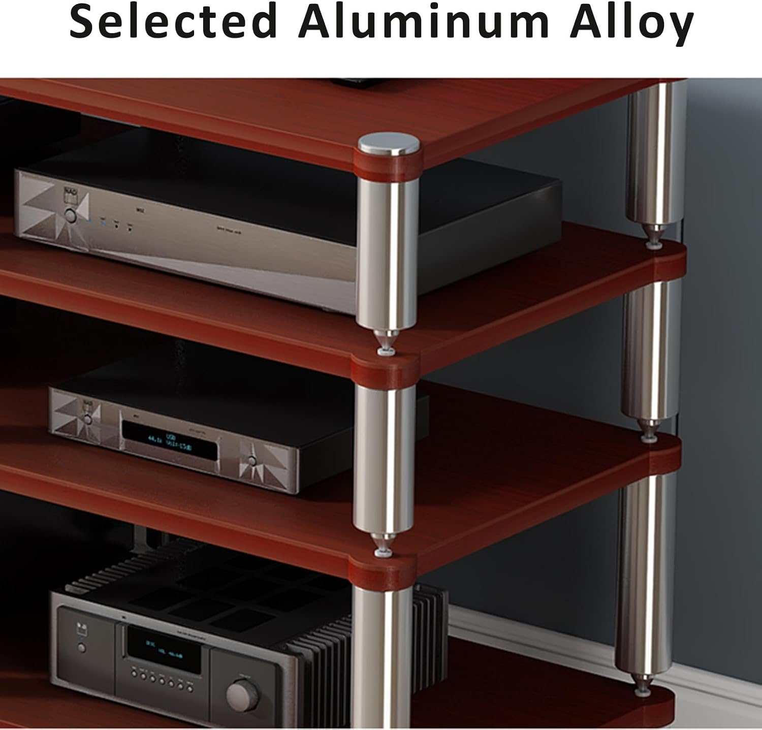 Stereo Rack,Media Storage Cabinet,2/3/4-Tier AV Media Stand Corner Shelf,Audio Rack Tower,Movable Audio Rack Tower Player Stand,Storage for Entertainment Stereo Component,Video Game Console Stand(Dark