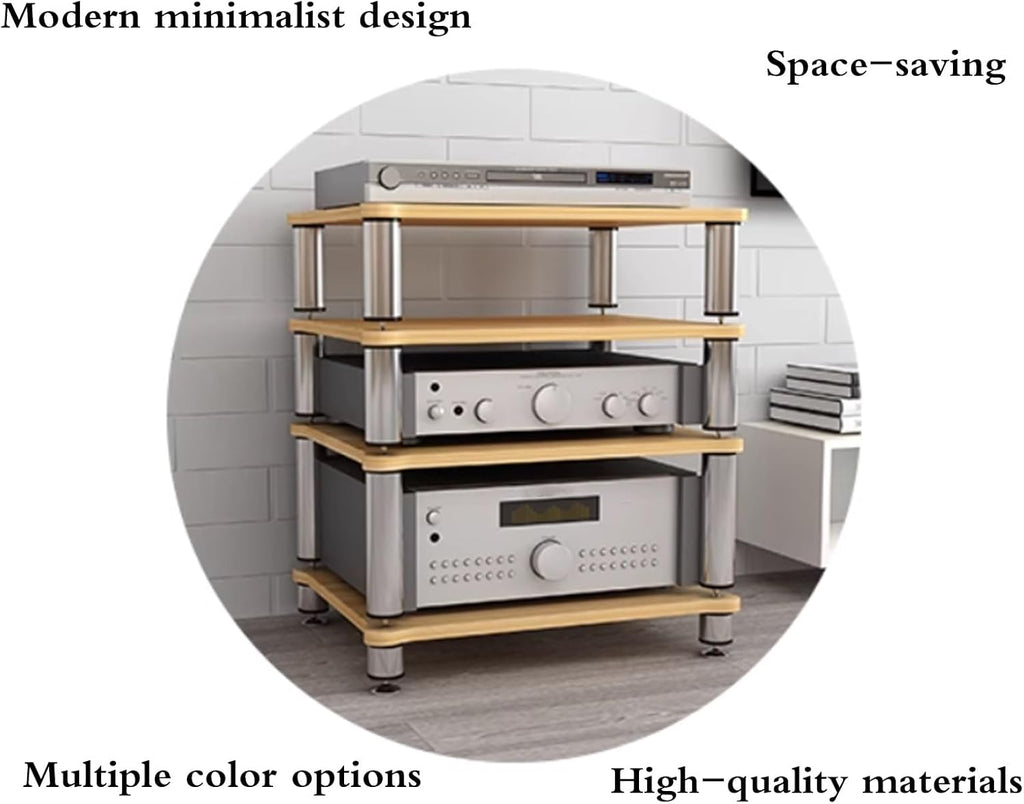 HiFi Audio Rack & Amplifier Stand for Home Theater, 2/3/4-Tier AV Equipment Shelf with Spikes Audio-Visual Shelving for Receiver, Turntable, Speaker(Brown,60 * 48 * 59cm(3Tier))