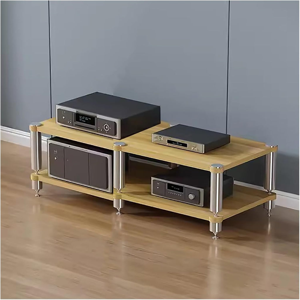 Home Theater AV Display Rack Heavy Duty, Audio Component Cabinet/Media Stereo Stand Equipment Shelf, 2 3 4 Tier Wooden Audio Equipment Organizer Shelf(Beige,120x48x42cm)