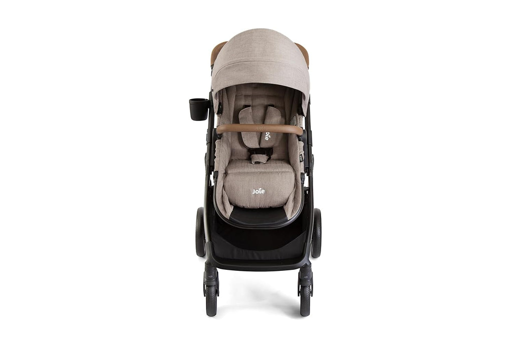 Joie Ginger 4-in-1 Convertible Pramette and Stroller with A Deep Recline, Height Adjustable seat, All-Terrain Wheels, Extra Storage – for Newborns and Toddlers (Mocha)