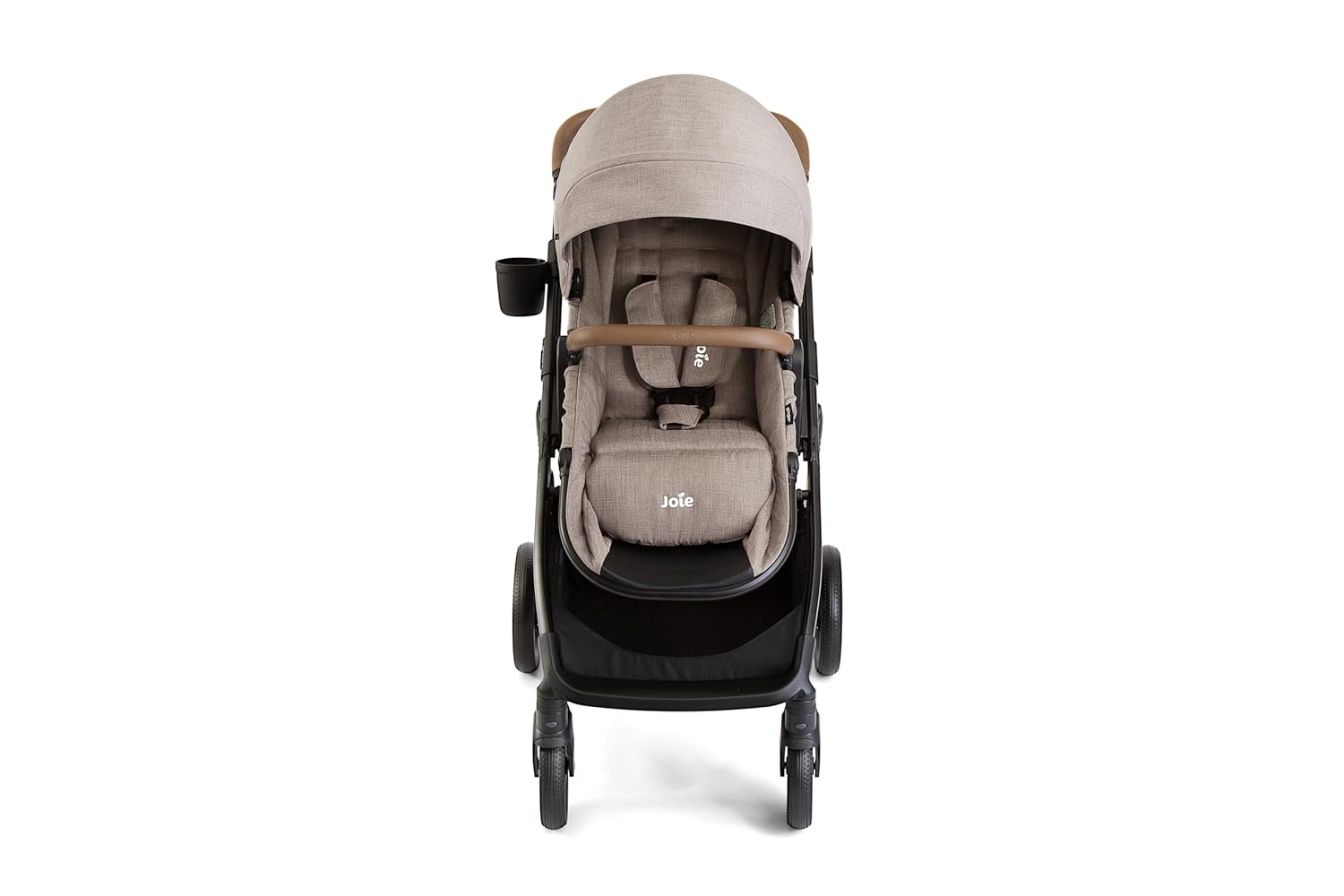 Joie Ginger 4-in-1 Convertible Pramette and Stroller with A Deep Recline, Height Adjustable seat, All-Terrain Wheels, Extra Storage – for Newborns and Toddlers (Mocha)