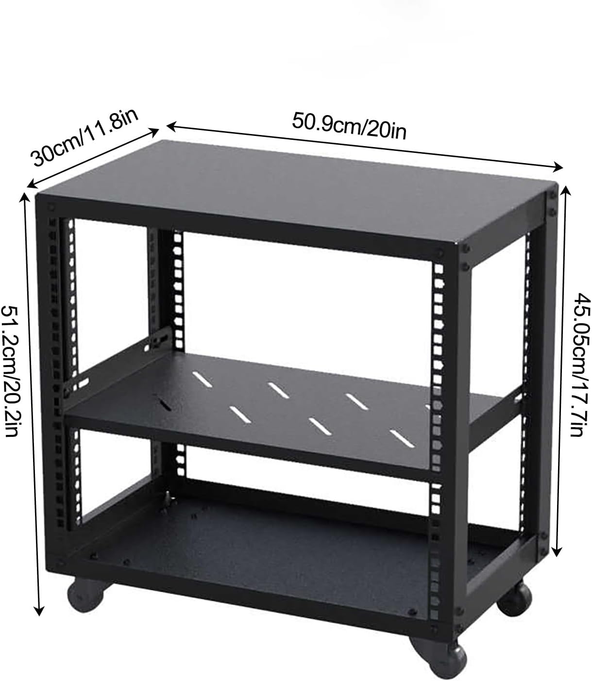 Audio Rack AV Media Stand Audio Stand with Wheel, Media Storage Cabinet Adjustable Entertainment Video Game Equipment Console Shelf, Corner Entertainment Center