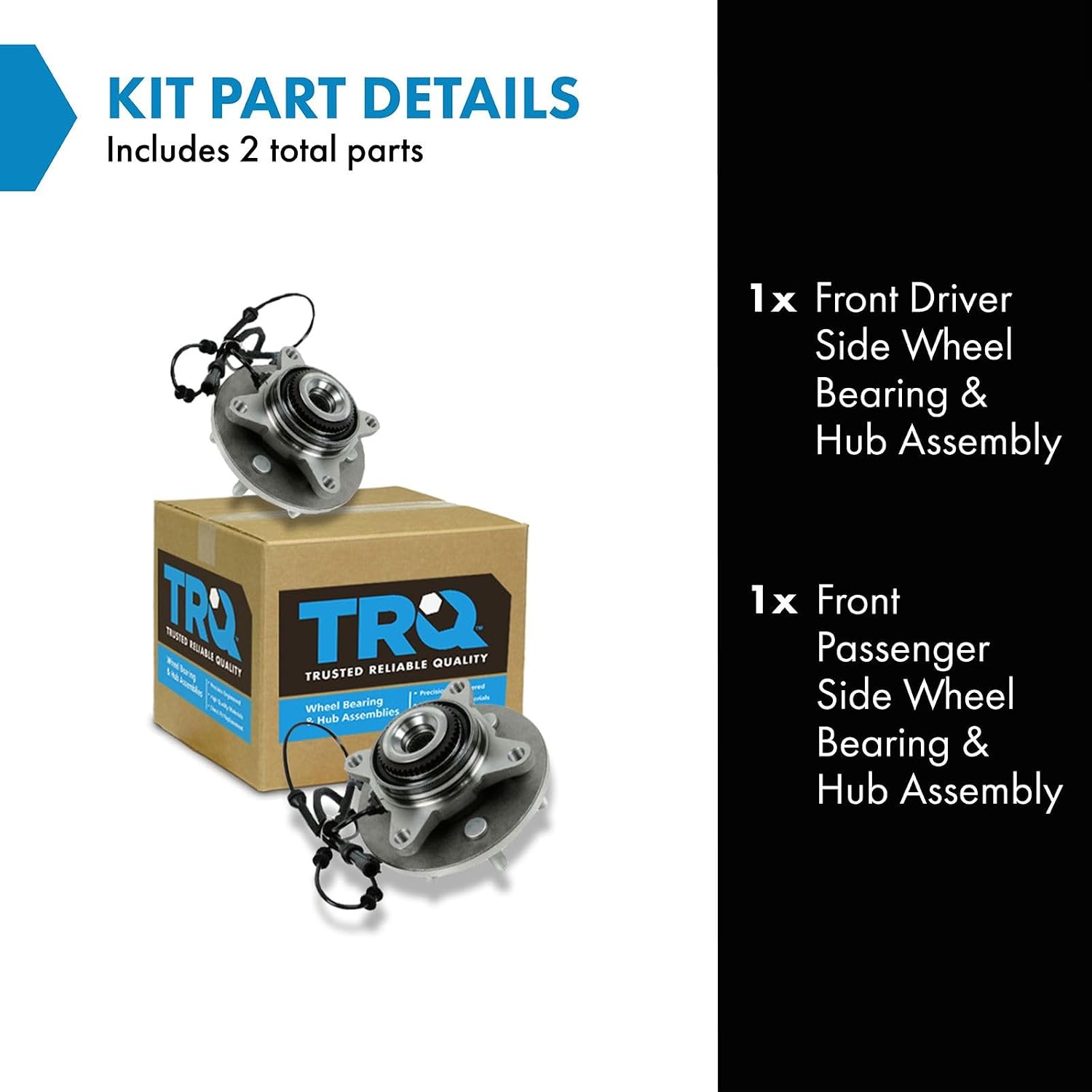TRQ Front Wheel Bearing and Hub Assembly Set 2 Piece Compatible with 2004 Ford F-150 4 Wheel Drive 6 Lug Wheels 2005 F-150 4 Wheel Drive to 11/28/04 Production Date 6 Lug Wheels