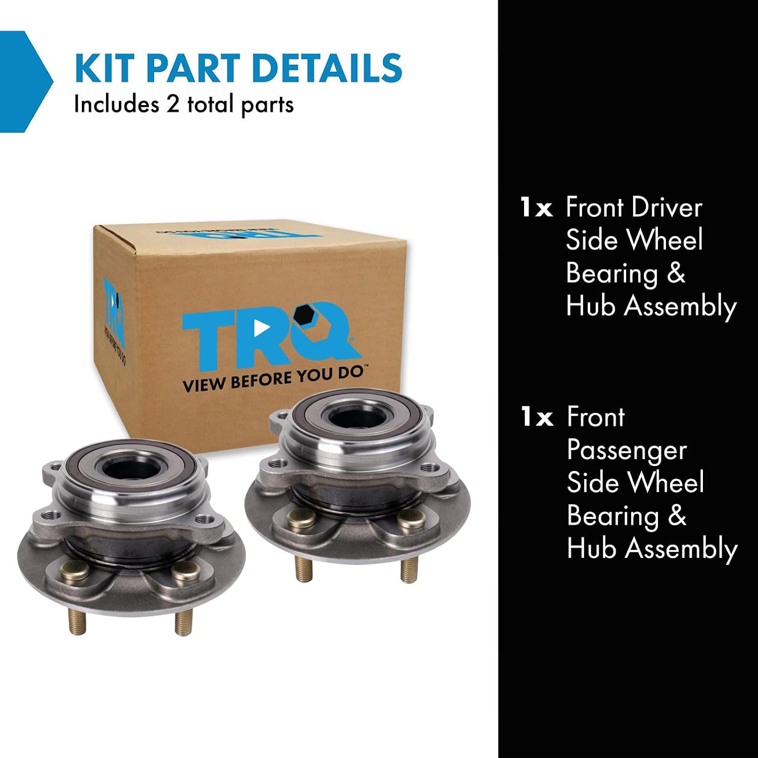 TRQ Front Left and Right Wheel Bearing and Hub Assembly Set 2 Piece Compatible with 2016-2022 Lexus RX350 2016-2022 RX450h 2018-2022 RX350L 2018-2022 RX450hL 2019-2023 Lexus ES350 2019-2023 ES300h