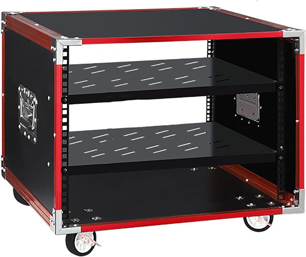 8U Open Frame Server Rack with Casters, Stereo Studio Rack，Network Cabinet Rack Shelf, Rolling Network Rack for Computer/AV/Data/IT Equipment (Size : 8U-2TIER-49.5X52.5CM)