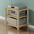 Pomelo Wood AV Media Stand, Audio Component Rack & Amplifier Shelf, Wooden Stereo Cabinet, Entertainment Tower, Small Audio-Video Shelving (60x48x62cm)
