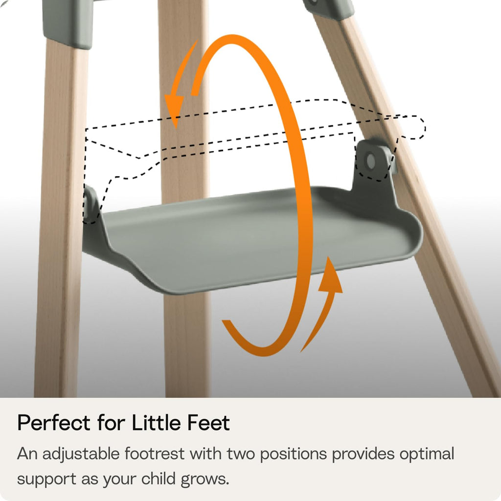 Stokke Clikk Easy to Clean White Baby High Chair with Natural Legs, All in One Box (Includes Tray and Harness)