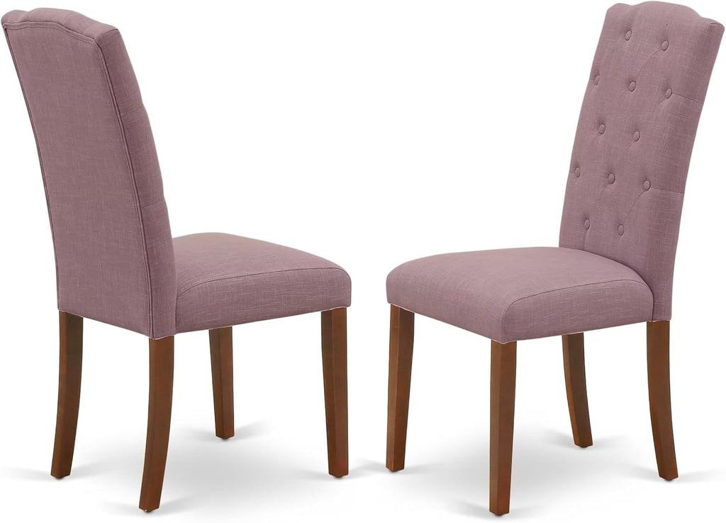 East West Furniture 1NDCE3-MAH-10 3 Piece Modern Dining Table Set Contains a Rectangle Wooden Table with Dropleaf and 2 Dahlia Linen Fabric Parson Dining Chairs, 30x48 Inch, Mahogany