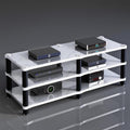 Modern Multimedia Stand, 2/3 Layer Corner Entertainment Center/Tv Console with Media Storage for Living Room &Bedroom, Audio Equipment Cabinet,White,3 Tier