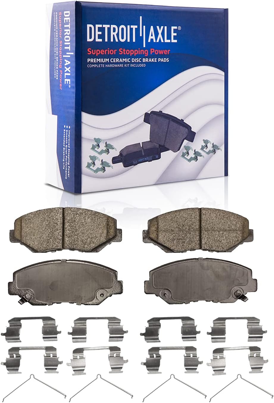 Detroit Axle - Front & Rear Disc Rotors Ceramic Brake Pads + Front Brake Calipers Replacement for 2003-2011 Honda Element - 10pc Set