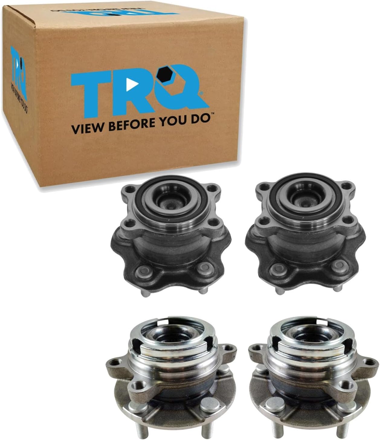 TRQ Front and Rear Wheel Bearing and Hub Assembly Set 4 Piece Compatible with 10-12 Nissan Altima SR 13-18 Altima 09-14 Maxima 16-20 Maxima 2021 Maxima to 9-30-20 Production Date 13-20 Pathfinder FWD
