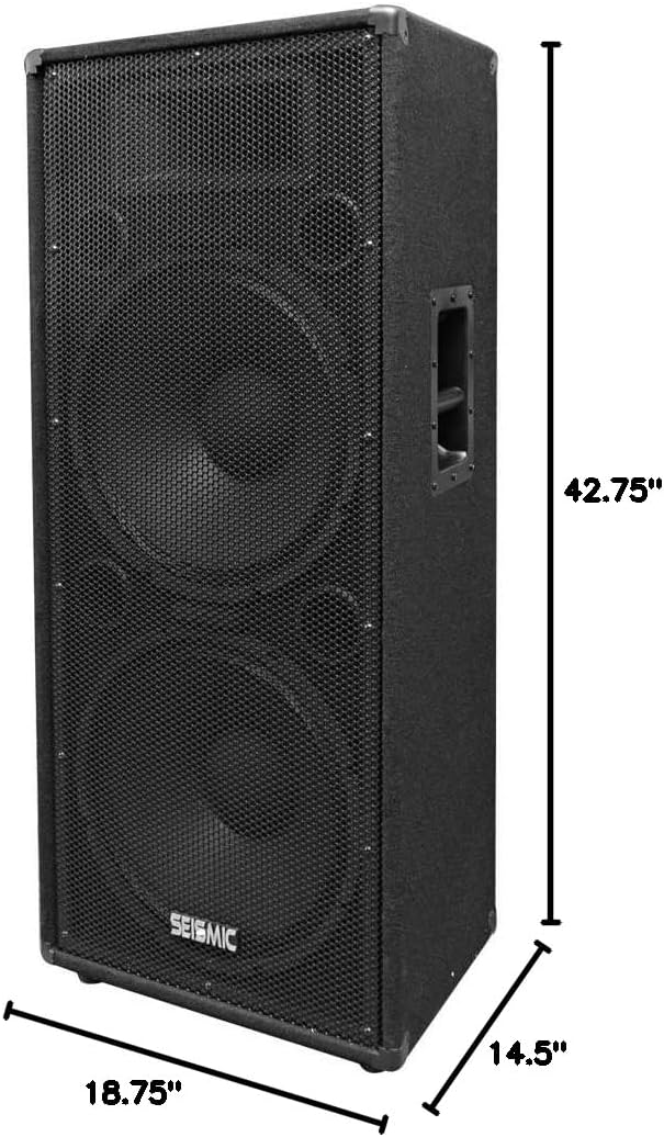Seismic Audio - FL-155PC - Pair of Dual Premium 15' PA/DJ Speaker Cabinets with Titanium Horns - Wheel Kits and Rear Handles - 800 Watts RMS per Cabinet