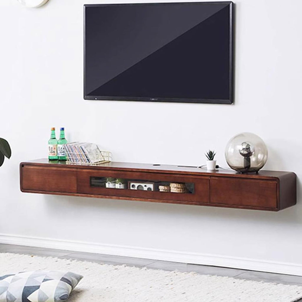 TV Table Unit for TVs, Modern TV Cabinet Floating TV Shelf Wall Shelf Home Entertainment Center TV Stand Media TV Console Audio-visual Equipment Shelves Storage Cabinet With drawer Brown 140/160cm