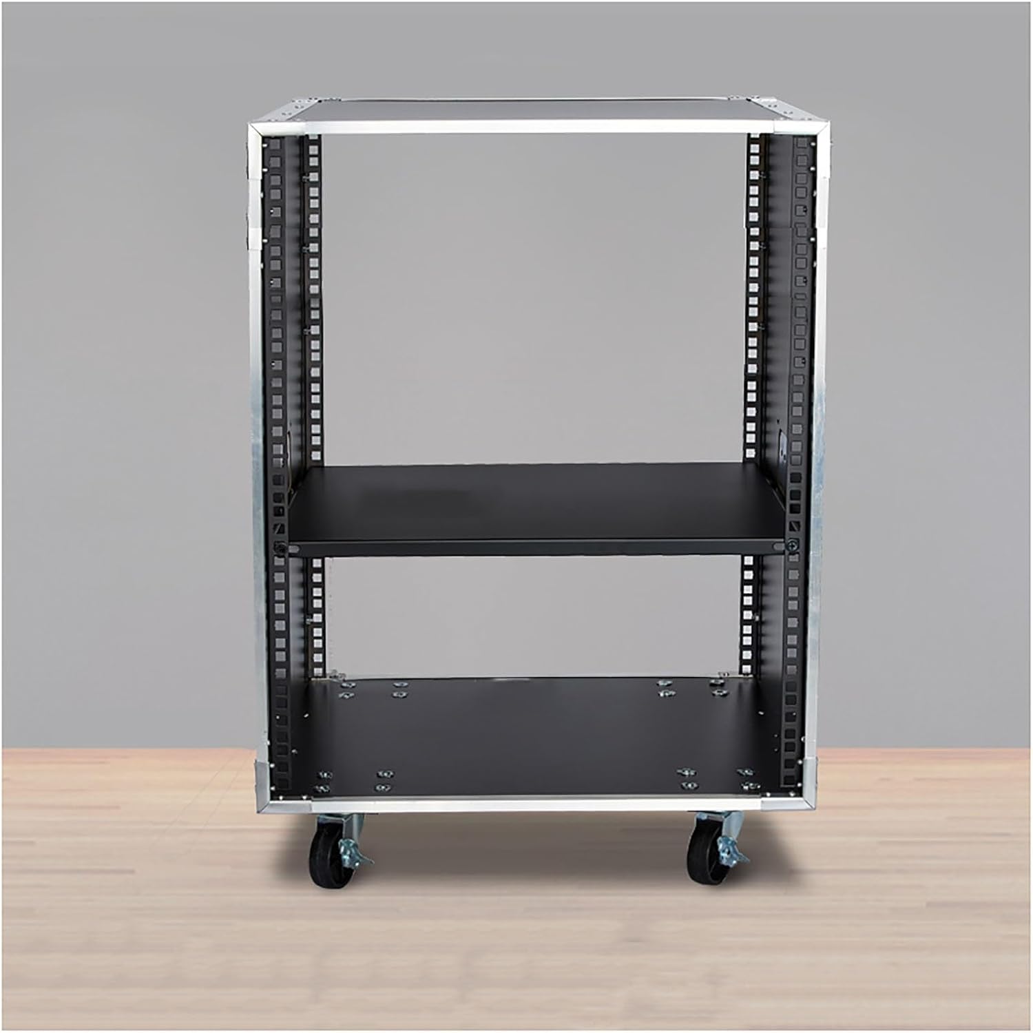 Portable Network Rack，Open Frame Rack，for Servers & AV Gear，with Caster Built-in Handle Network Rack， Rolling Network Rack（16U -87x52.5cm） (Size : 16U-1TIER-87X52.5CM)