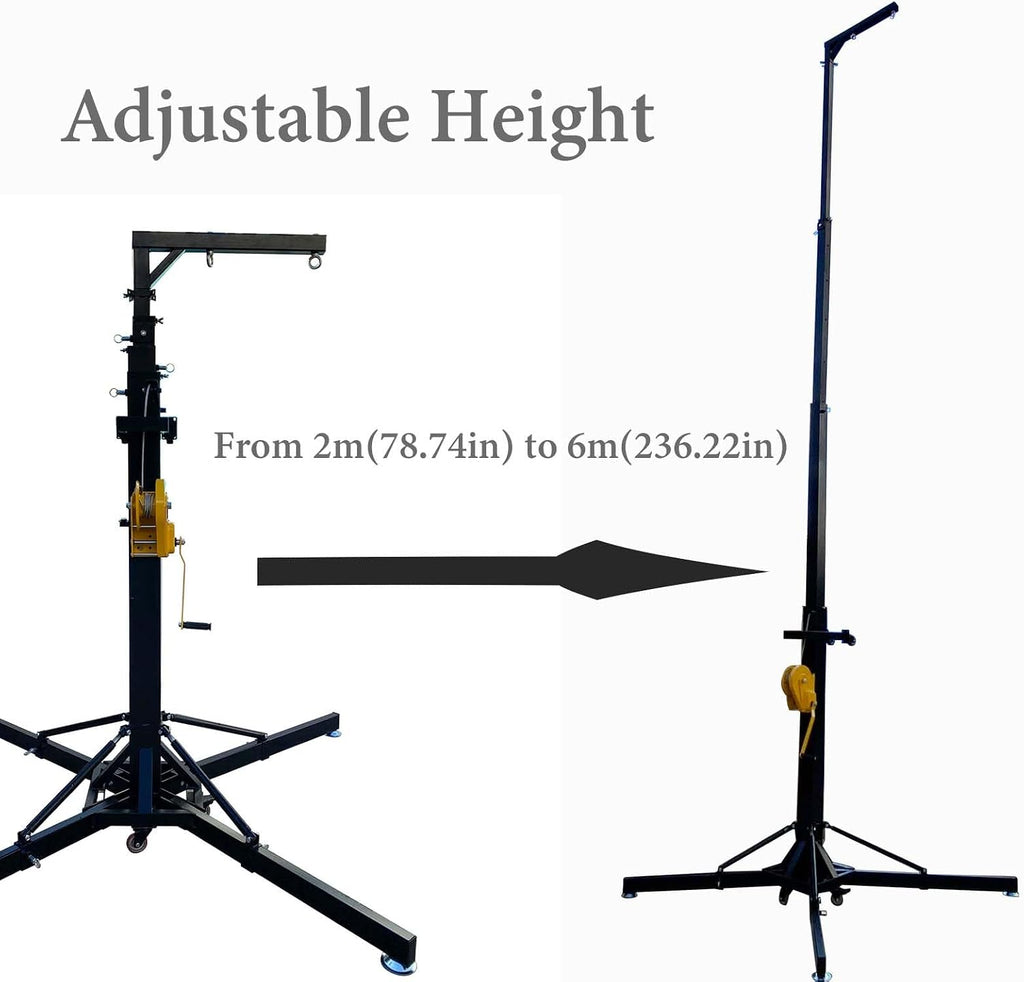 Steel Audio Crank Stands, 6.5 to 19.6 ft Height Crank Up Stands, Telescoping Stage Speaker Stands with 4 Support Legs and 4 Moving Casters, 550LB Load Capacity