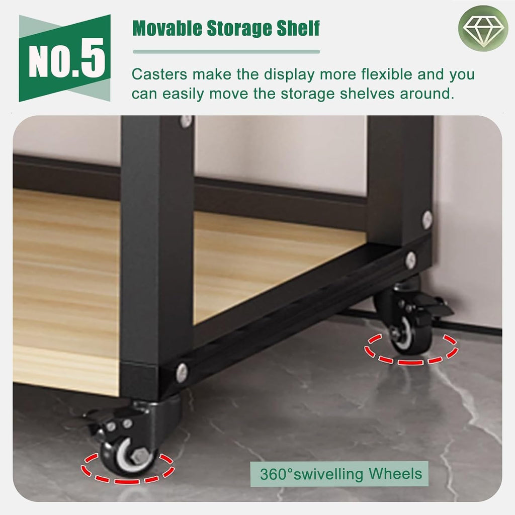 Movable Stereo Components Cabinet Rack with Adjustable Shelf - Av Media Shelf for Dvd Players/ Cd Changer/ TV Accessories/ Game Console - Audio Equipment Rolling Carts on Wheels(Brown,7 tier-50cm wide
