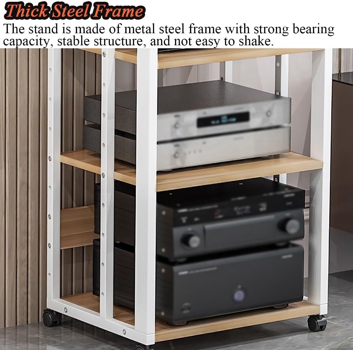 5 Tier Stereo Stands for Living Room Home, Av Media Component Cabinet Corner Audio Video Rack Tower, Electronics Equipment Shelf, Game Record Player Receiver Console Storage Shelv,Black,5 Tier